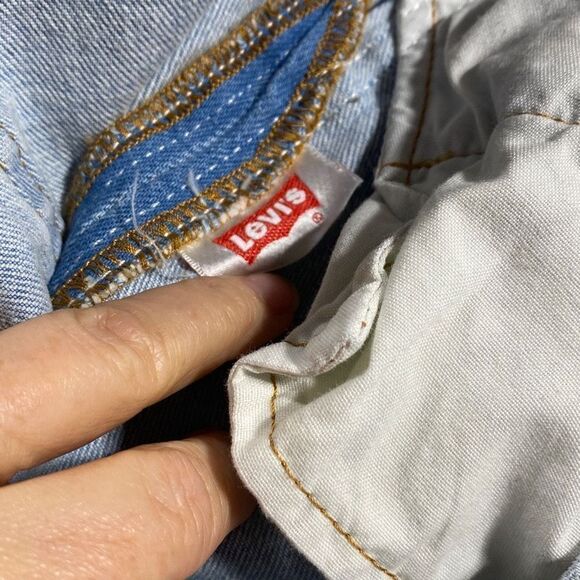 LEVIS 501 Original Sport Stripe Cropped High-Rise Straight Logo Leg Jeans 32/26 - Picture 14 of 16